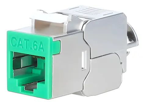 Intellinet Keystone modul Cat6a 10G STP zelená / Keystone modul / RJ-45 / IDC / 500 MHz / PoE++