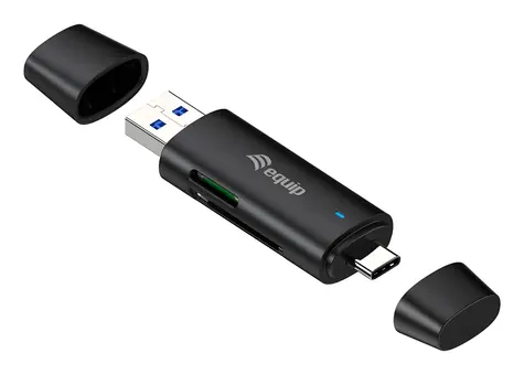 Equip 245462 černá / Čtečka karet / USB-C/USB-A / SD/microSD / 5 Gbps