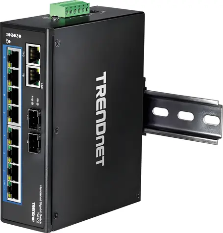 TRENDnet TI-G102 / Průmyslový switch / 10-port Gigabit / 2x SFP / 20 Gbit/s / IP30 DIN-Rail