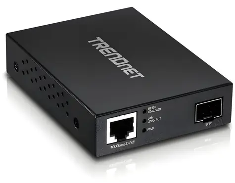 TRENDnet TFC-PGSFP / Media konvertor / Gigabit Ethernet / SFP / PoE PD / 802.3at