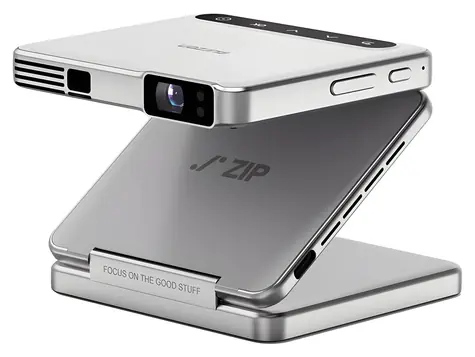 Aurzen Zip stříbrná / Projektor / DLP / 720p / 100 ANSI lm / Baterie 5000 mAh / Wi-Fi zrcadlení