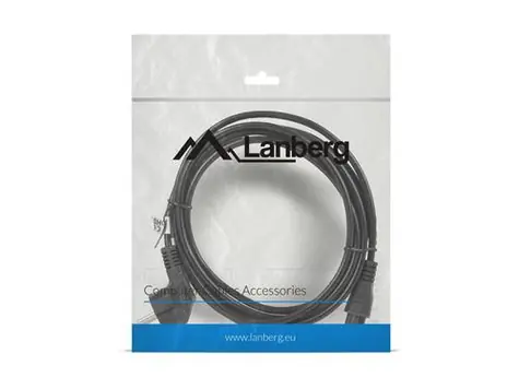 Lanberg CEE7/7 - C5 90° černá / Napájecí kabel / 3 m / VDE