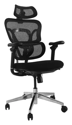 Equip Ergonomická kancelářská židle černá, čalouněný sedák / Kancelářská židle / opěrka hlavy / nosnost 150 kg