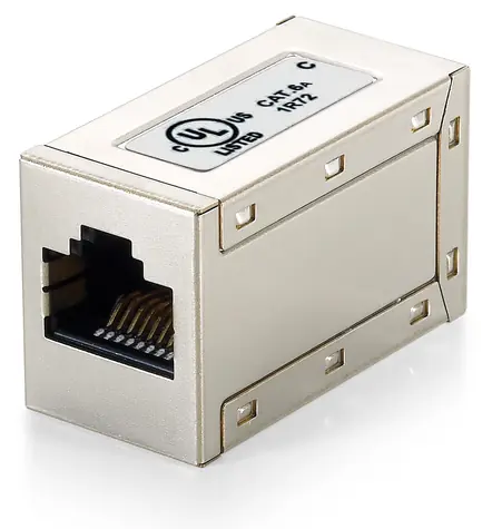 Equip Cat6a RJ45 spojka stíněná stříbrná / Spojka / RJ45-RJ45 / 500 MHz / Pozlacené kontakty