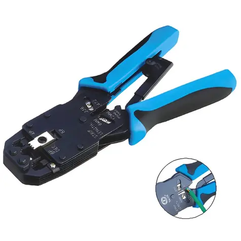 DATACOM PROFI BLUE II / Krimpovací kleště / 4P+6P+8P / RJ45, RJ12, RJ11, RJ10 / račna se stripovačem