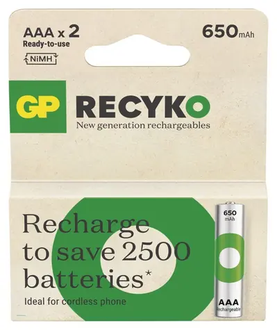 GP ReCyko 650 AAA (HR03) / Nabíjecí baterie / NiMH / 2ks