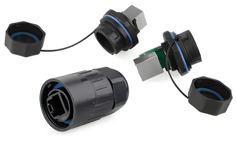 Good Connections S6 RJ45 černá (IC06-R103) / Spojka / průmyslová / IP65/IP67 / bajonet