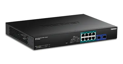 TRENDnet 10-Port Web Smart PoE++ switch / Switch / 8x Gigabit PoE++ / 2x SFP / 180 W PoE / 20 Gbit/s / 1U
