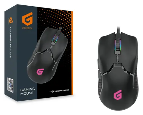 Conceptronic DJEBBEL černá / Herní myš / USB-A / 7200 DPI / 6 tlačítek / RGB LED