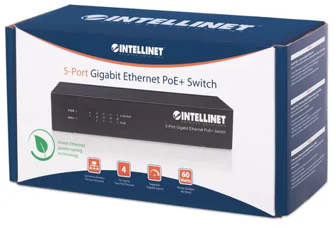 Intellinet 561228 / Switch / 5-port Gigabit / 4x PoE+ / 60 W