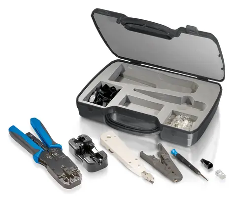 Equip Sada síťového nářadí černá / Sada nářadí / Krimpovací kleště / 20x RJ45 Cat6 nestíněný / kufřík