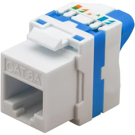 Techly Keystone Jack RJ45 CAT6A bílá / Keystone konektor / UTP / Nestíněný / Tool-free