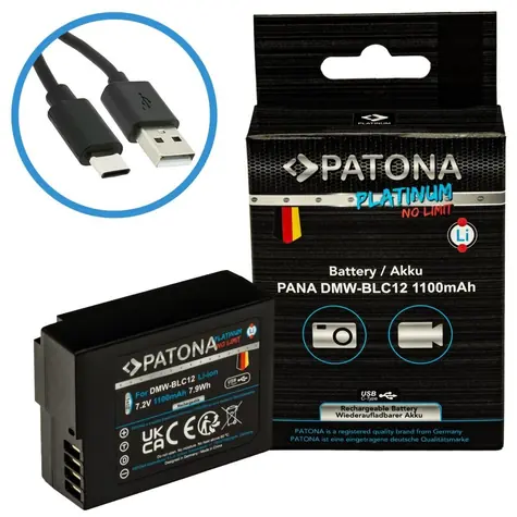 PATONA DMW-BLC12 Platinum 1100mAh / Baterie / Pro Panasonic / Li-Ion / USB-C nabíjení