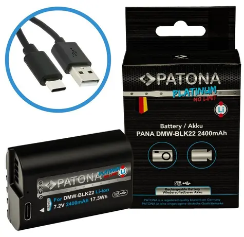 PATONA DMW-BLK22 2400mAh Platinum / Baterie pro foto / Li-Ion / USB-C nabíjení