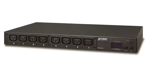 Planet IPM-8220 / IP PDU / 8x zásuvek 230V/10A / LED displej / wattmetry / 19