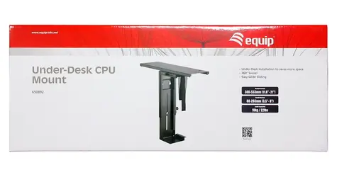 Equip 650892 černá / Držák PC pod stůl / 360° otočení / nosnost 10 kg / výška 365-596 mm