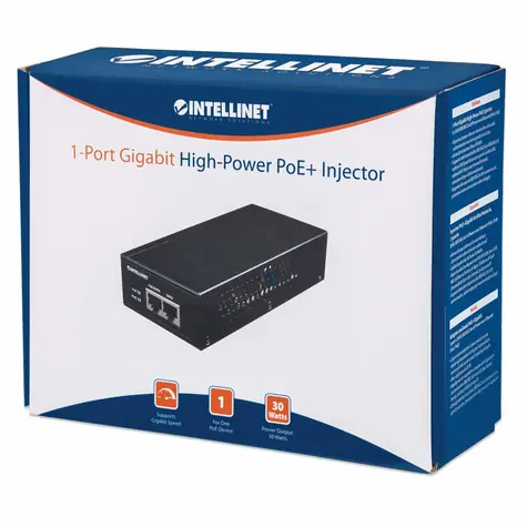 Intellinet Gigabit PoE+ injektor černá / PoE injektor / 2x RJ-45 / 30 W