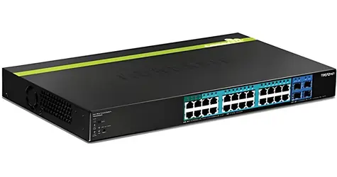 TRENDnet TPE-2840WS / Switch / 24x Gigabit PoE+ / 185 W / 56 Gbit/s / 4x SFP / Managed / 19