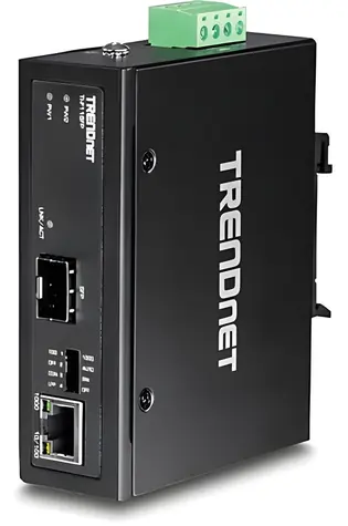 TRENDnet TI-F11SFP / Media konvertor / 100/1000Base-T na SFP / IP30 / DIN lišta / -40 až 75 °C