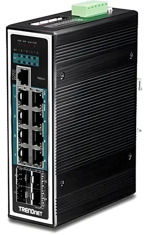 TRENDnet TI-PG1284i / Switch / 8-port Gigabit PoE+ / 4x SFP / Managed L2+ / 240 W PoE / DIN lišta