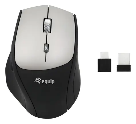 Equip ergonomická bezdrátová myš černá / Myš / pravoruká / 2400 DPI / 2,4 GHz / USB-A/USB-C přijímač