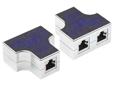 Good Connections T-adaptér RJ45 stříbrná / Adaptér / 1x RJ45 (F) - 2x RJ45 (F) / zapojení 1:1