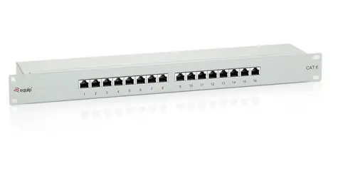 Equip Patchpanel 16xRJ45 Cat6 šedá / Patch panel / FTP / 1U / 250 MHz