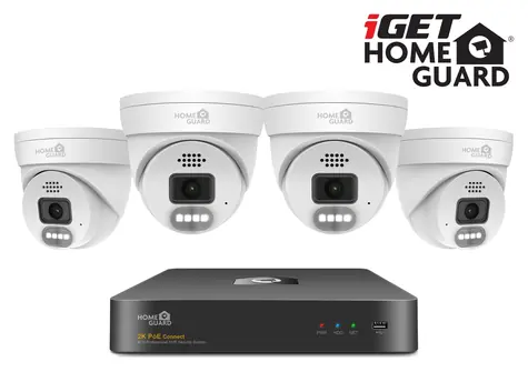 iGET HOMEGUARD HGNVK84804 / Kamerový systém / 4 kamery / 2K / 8CH / PoE / IP66 / LAN