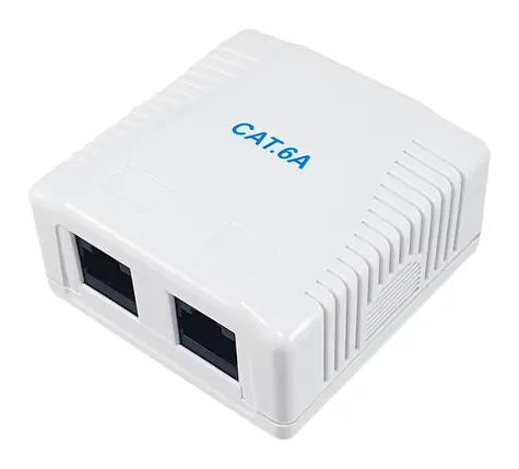Equip Instalační krabice Cat6A 2x RJ45 bílá / Instalační krabice / UTP / Pozlacené kontakty
