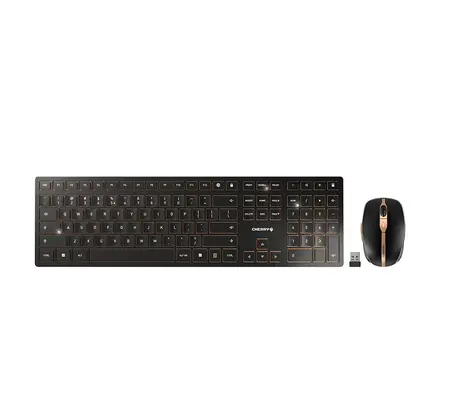 Cherry DW 9100 SLIM černá-bronzová / Set klávesnice a myši / bezdrátový / Bluetooth 4.0 a 2,4 GHz / US layout