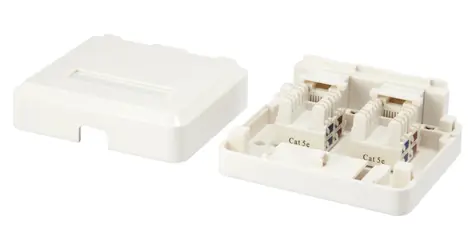 Equip zásuvka na omítku 2x Keystone bílá / Zásuvka na omítku / Nestíněná / Cat.5e, Cat.6, Cat.6A