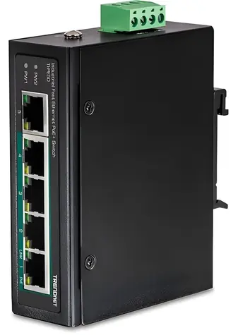 TRENDnet Průmyslový switch 5-port Fast Ethernet PoE+ / Switch / 4x PoE+ / 90 W / DIN-Rail / IP30