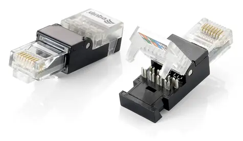 Equip RJ45 Cat6 černá, transparentní / Konektor / nestíněný / pozlacené kontakty / 2 ks