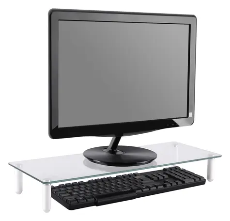 Equip 650882 černá / Skleněný stojan pod monitor / nosnost 20 kg / tvrzené sklo / 560x210x80 mm