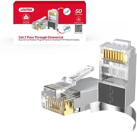 Unitek Konektor RJ45 Pass-Through / Konektor / Cat 7 / 50 ks