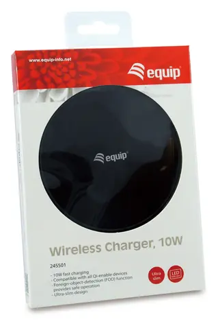 Equip bezdrátová nabíječka Qi 10W černá / Bezdrátová nabíječka / Qi / 10 W / 9 V