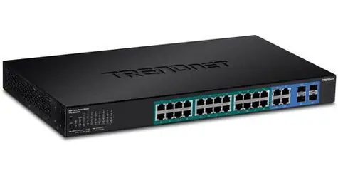 TRENDnet TPE-5028WS / Switch / 24x Gigabit PoE+ / 4x SFP combo / Managed / 370W PoE / 19