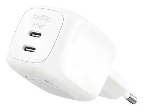 Belkin BOOST CHARGE bílá / Nabíječka / 2x USB-C / 50W / PD / PPS
