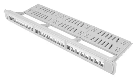 Lanberg patch panel pro Keystone šedý / Patch panel / 24 portů / 1U / 19