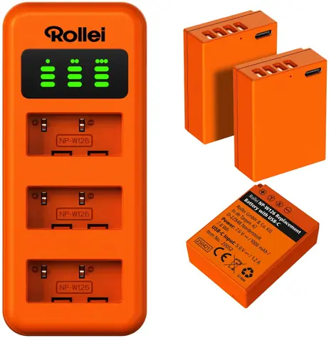 Rollei NP-W126 / Nabíjecí sada / 3x baterie a nabíječka / Pro Fujifilm