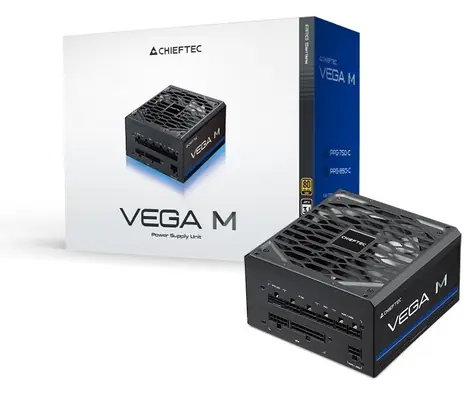 Chieftec Vega M PPG-850-C černá / Zdroj ATX / 850W / 80 PLUS Gold / Aktivní PFC / Plně modulární / 135 mm