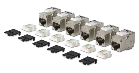 StarTech Keystone Jack CAT8 stříbrná / Keystone Jack / RJ-45 / stíněný / bez nářadí / 6 ks