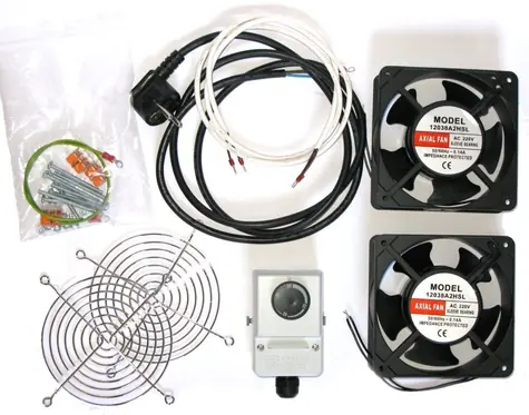 XtendLan Ventilační jednotka / Ventilační jednotka / termostat / 2x ventilátor / napájecí kabel