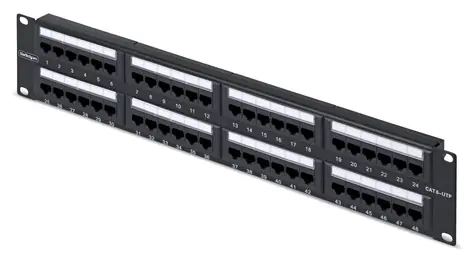 StarTech 48portový patch panel černý / Patch panel / CAT6 / 48 portů RJ-45 / 2U