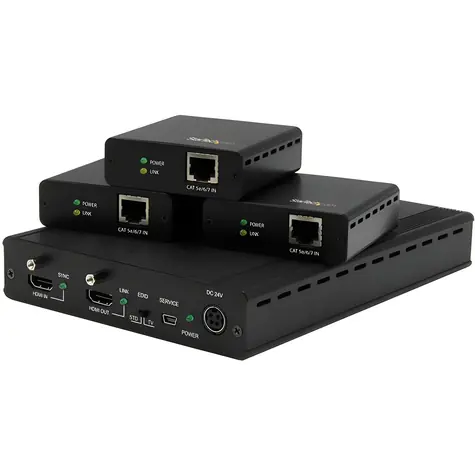 StarTech HDBaseT extender kit 1x3 se 3 přijímači / Rozbočovač HDMI / HDMI přes CAT5e/CAT6 / 3 porty