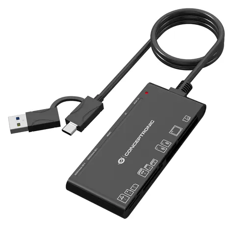 Conceptronic BIAN10B černá / Čtečka paměťových karet / 7v1 / USB-A/USB-C 3.2 Gen 1