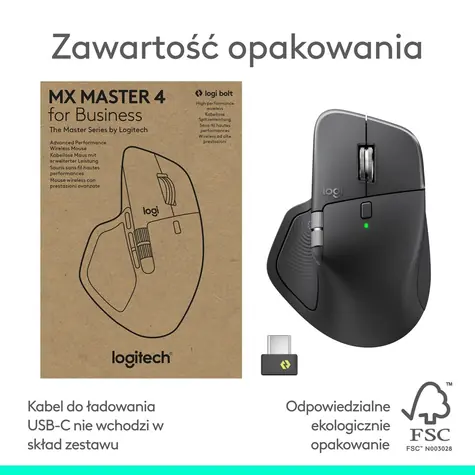 Logitech MX Master 4 for Business grafitová / Optická bezdrátová myš / 8000 DPI / 8 tlačítek / 2 kolečka