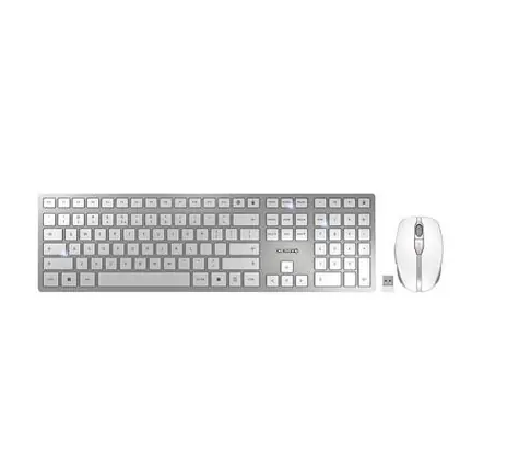 Cherry DW 9100 SLIM bílo-stříbrná / Set klávesnice a myši / Bluetooth 4.0 a 2,4 GHz / EU layout / USB-C nabíjení
