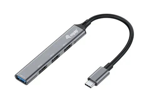 Equip 4-Port USB-C Hub černá / USB hub / 1× USB-A 3.2 + 3× USB-A 2.0 / 5 Gbps / hliník