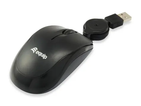 Equip Cestovní myš s vysouvacím kabelem / Myš / USB-A / 1000 DPI / 3 tlačítka / oboustranná / černá